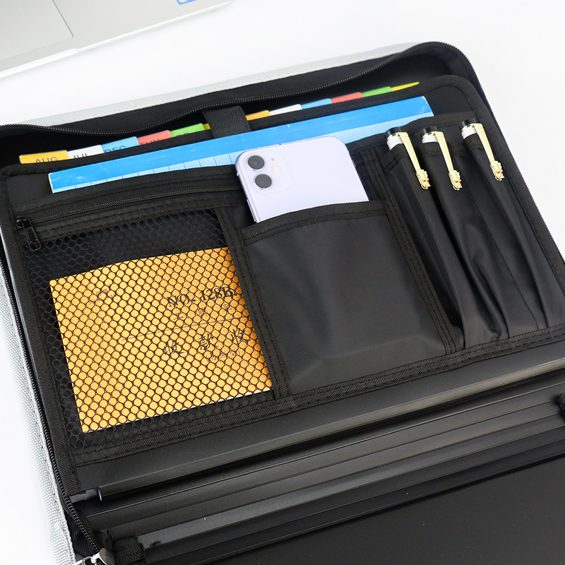 Organizator de documente A4 din textil, cu 13 compartimente, multifuncțional pentru birou