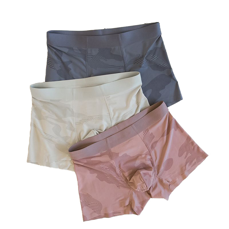 Ljetne muške bokserice od laganog ice-silk materijala s kamuflažnim uzorkom, srednji pojas