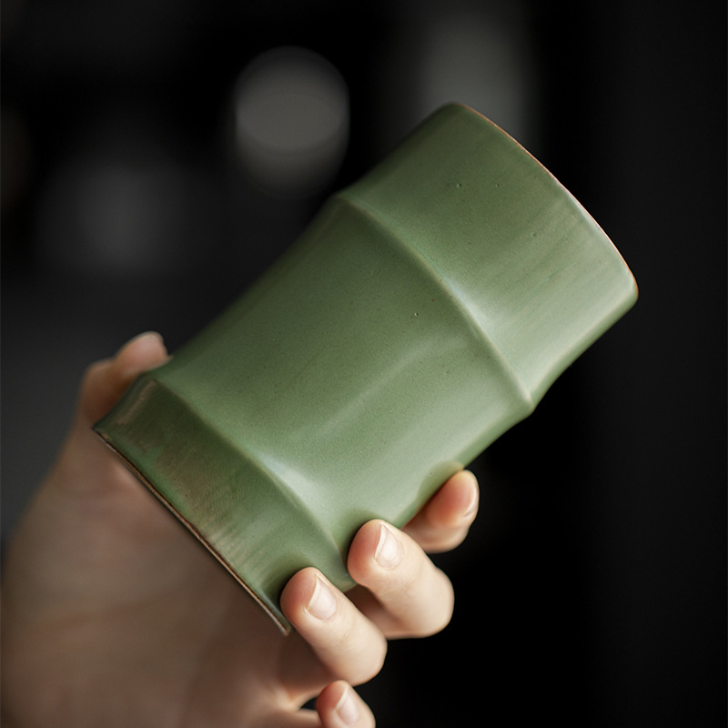 Set Gongfu pentru ceremonia ceaiului din lemn de abanos șase domni cu clește pentru ceai linguriță de ceai stilou pentru ceai cuțit pentru ceai și recipient ceramic pentru ceai