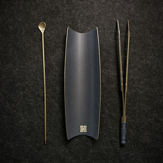 Copper Wood Incense: Lingură de ceai și clips pentru ceai, set de trei piese Kung Fu pentru ceremonia japoneză a ceaiului, finisaj lacuit din cupru și alamă