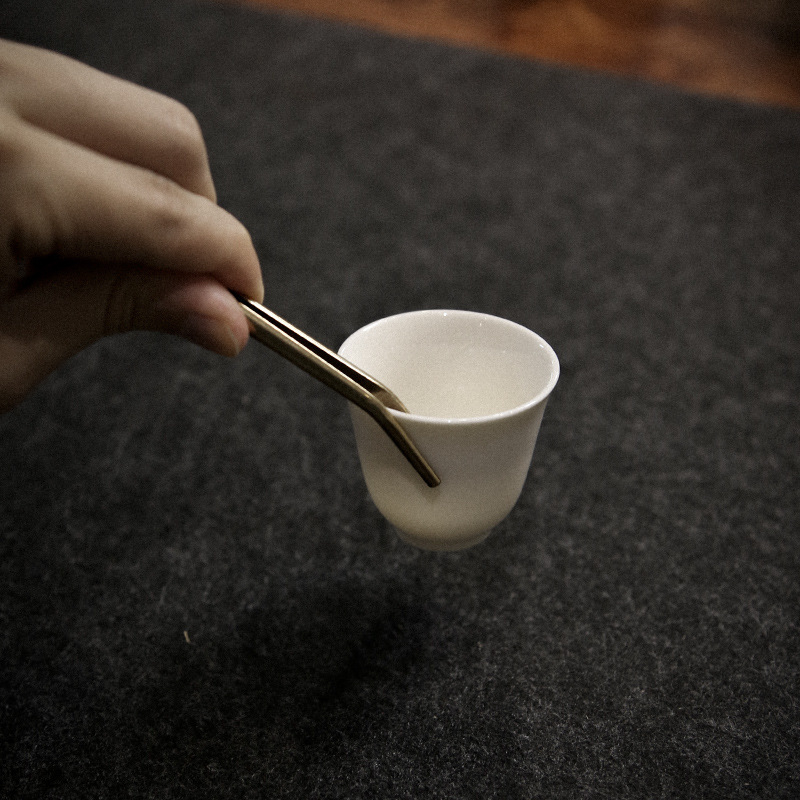 Copper Wood Incense: Lingură de ceai și clips pentru ceai, set de trei piese Kung Fu pentru ceremonia japoneză a ceaiului, finisaj lacuit din cupru și alamă