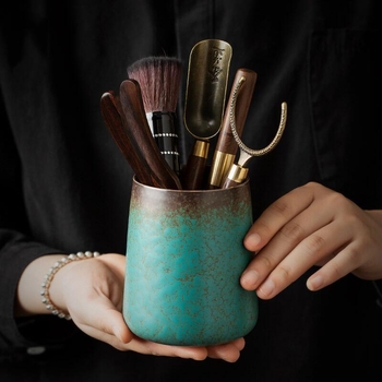 Set vintage de accesorii pentru ceremonia ceaiului – Șase Gentlemeni, din lemn de abanos, accesorii Kung Fu pentru ceai: tub pentru ceai, clemă, prosoape și piese de schimb
