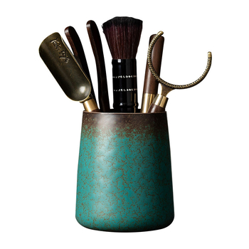 Set vintage de accesorii pentru ceremonia ceaiului – Șase Gentlemeni, din lemn de abanos, accesorii Kung Fu pentru ceai: tub pentru ceai, clemă, prosoape și piese de schimb