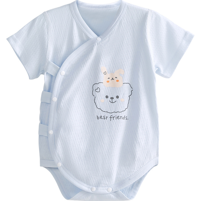 Pamut bébi romper, nyári rövid ujjú, uniszex