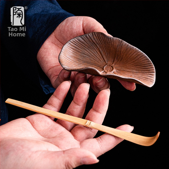 Set de ceai din ceramică groasă cu recipient ceramic pentru ceai și linguriță de bambus pentru ceremonia Zen Gongfu