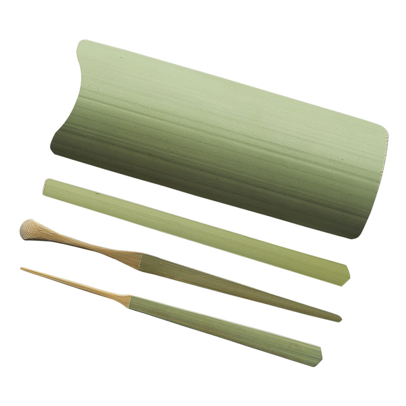 Sui Qiantang bambus japonez handmade – accesorii pentru ceremonia ceaiului, Şase Domni: clips de ceai, ac de ceai, lingură de ceai, suport lotus