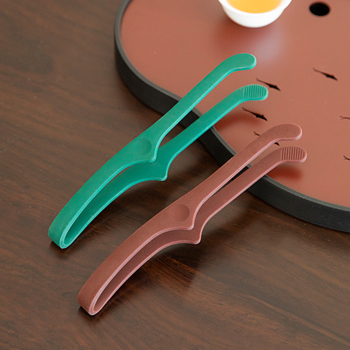 Clip de ceai antiderapant Gongfu – set accesorii, din oțel inoxidabil cu strat de silicon; include clip pentru ceai și pensetă pentru frunze de ceai
