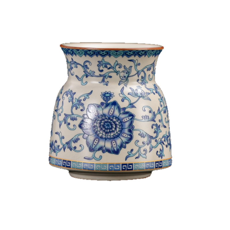Set de ceai în stil tradițional Ru kiln, ceramică albastru- Alb, ceremonie de ceai, cu șase domni, accesorii: clip pentru ceai și ac pentru ceai