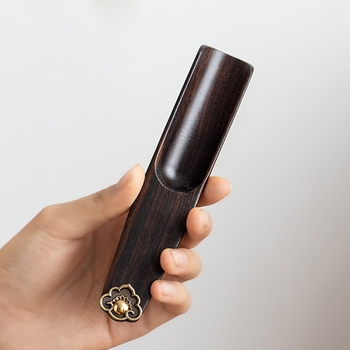 Linguriță de ceai din lemn de abanos cu mâner lung, lingură de ceai, lopățică de ceai și măsură pentru ceremonia Gongfu – accesorii pentru ceai