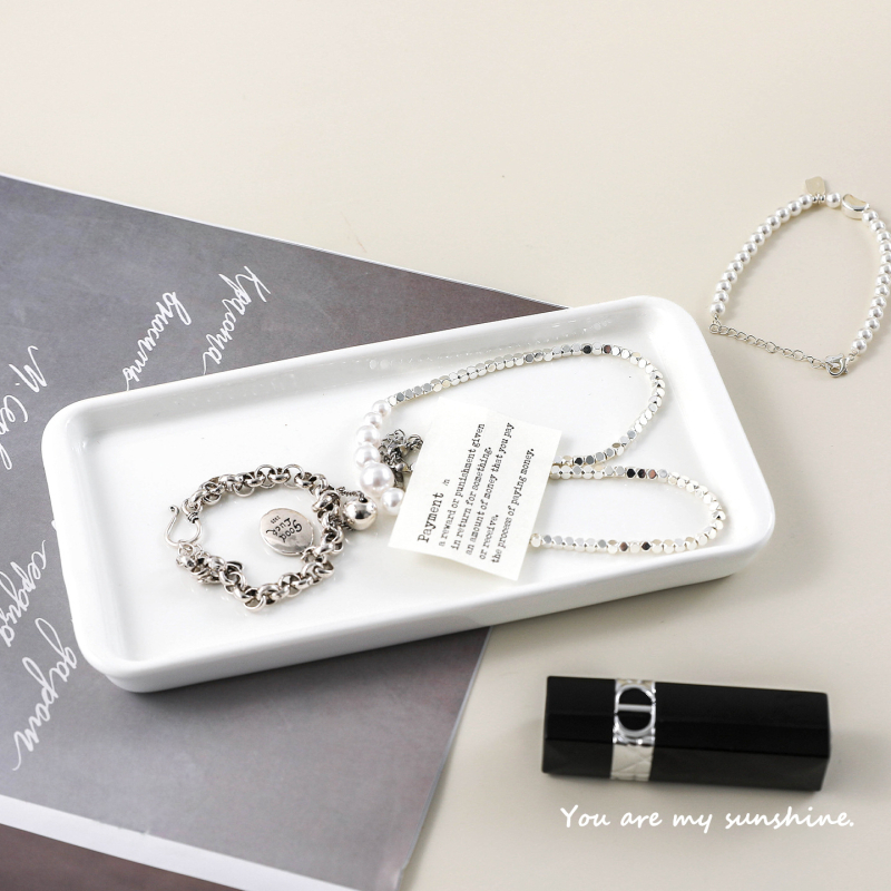 Tavă ceramică dreptunghiulară pentru bijuterii și parfum – organizator de baie