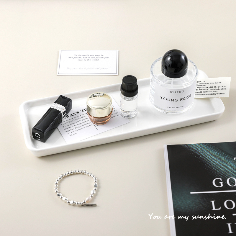 Tavă ceramică dreptunghiulară pentru bijuterii și parfum – organizator de baie