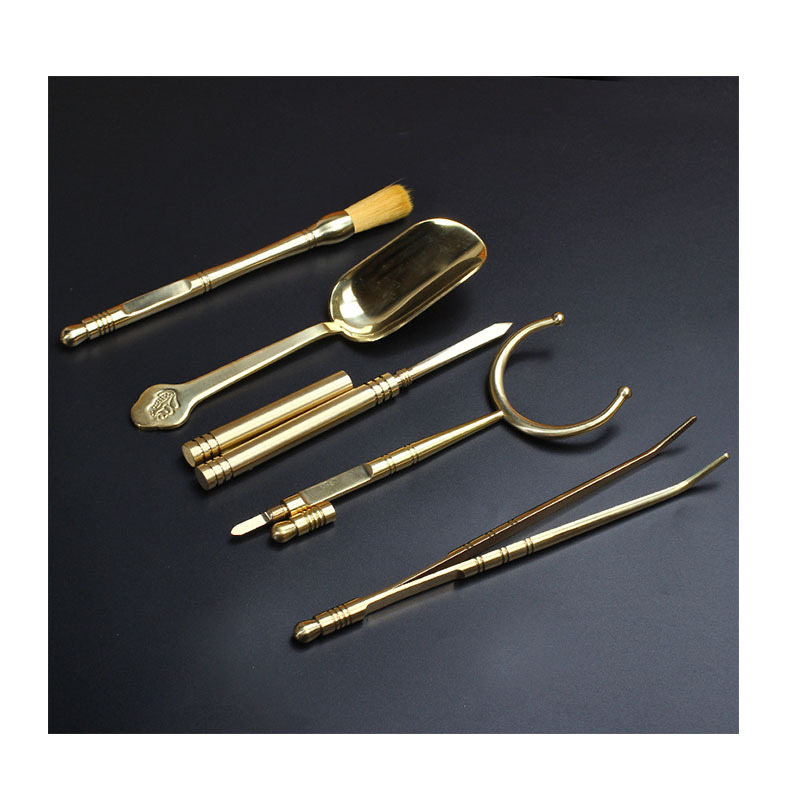 Set din cupru pentru ceai: linguriță de ceai, lingură pentru ceai, linguriță pentru frunze de ceai, accesorii pentru ceremonia ceaiului Six Gentlemen