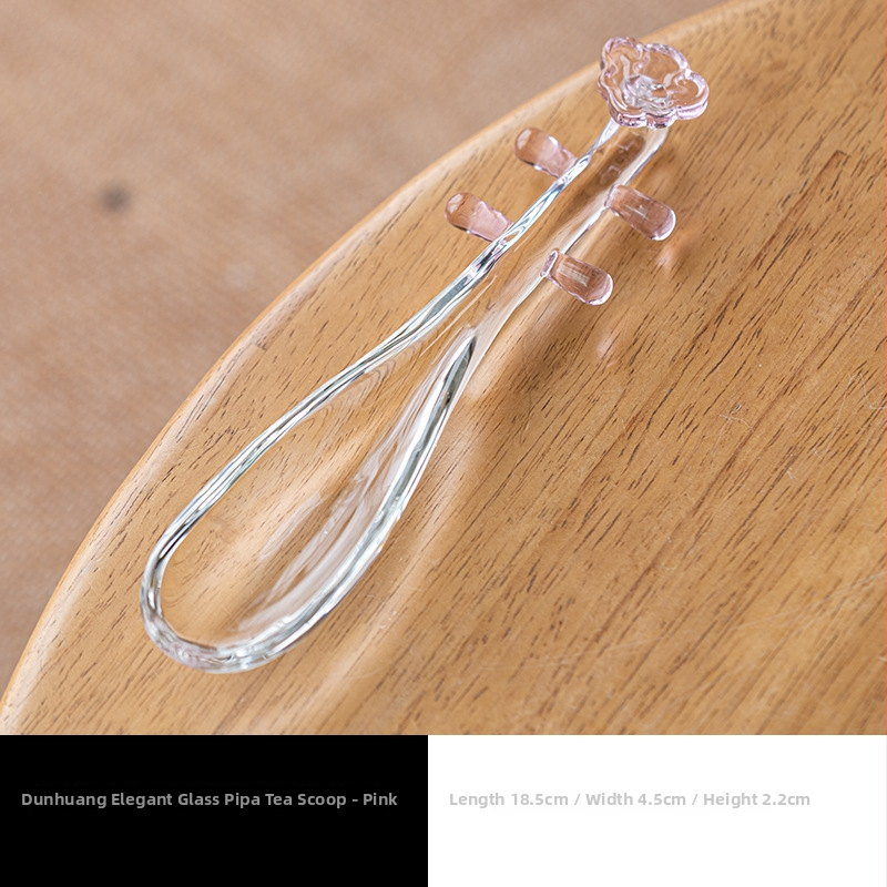 Set din accesorii din sticlă Pipa pentru ceai — linguriță de ceai, lingură de ceai și accesorii pentru ceremonia ceaiului chinez