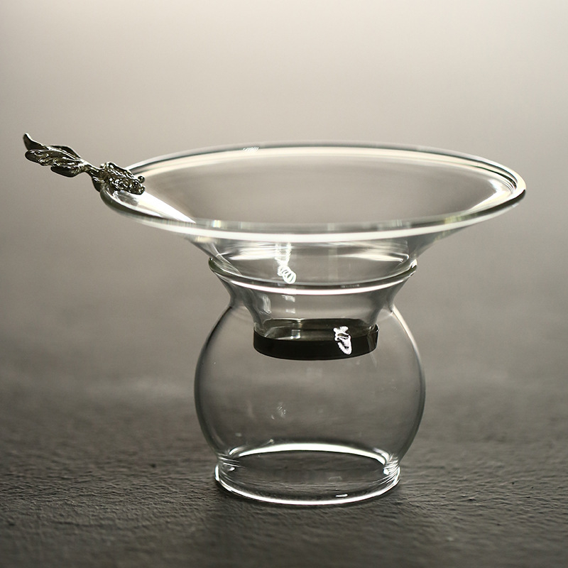 Filtru universal din sticlă rezistentă la temperaturi, strecurător de ceai din oțel transparent, accesorii creative pentru set de ceai, filtru mare pentru frunze de ceai