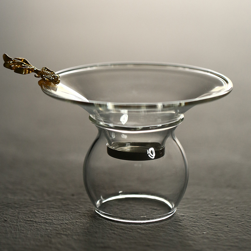 Filtru universal din sticlă rezistentă la temperaturi, strecurător de ceai din oțel transparent, accesorii creative pentru set de ceai, filtru mare pentru frunze de ceai