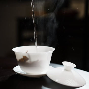 Gaiwan din porțelan cu oase, corp subțire, set Gongfu Chaozhou, bol alb pentru ceai și ceașcă, cadou premium, gaiwan cu capac în trei părți