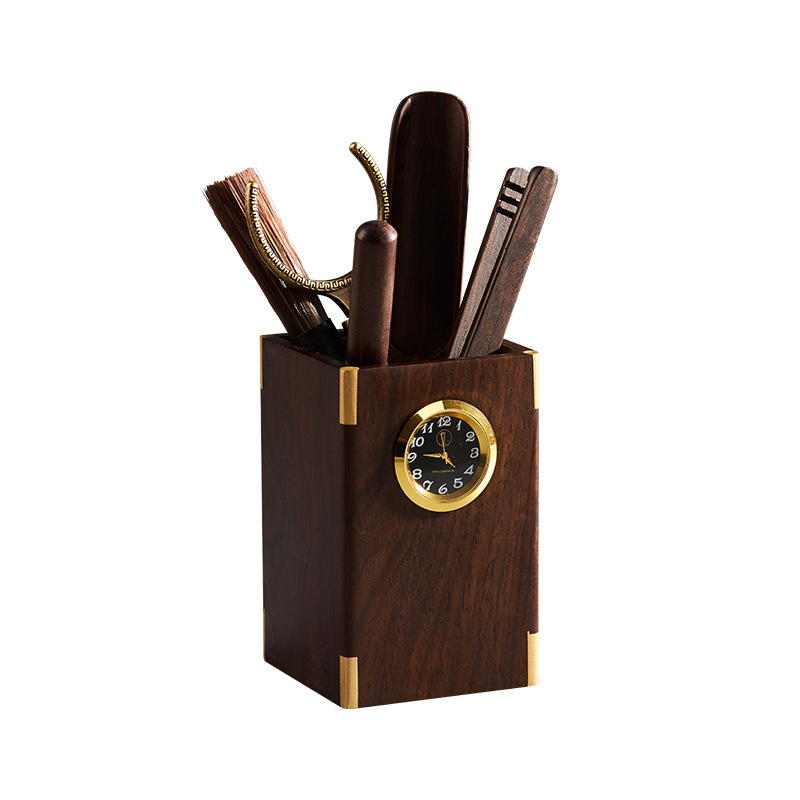Set ceremonial ceai Six Gentlemen din lemn de abanos – lingură de ceai, clips pentru ceai, cuțit de ceai, furculiță pentru ceașcă și recipient pentru ceai