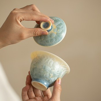 Vas ceramic cu capac, glazură cristalină, anti-arzire, ceramică rezistentă la temperaturi înalte, mare, stil modern minimalist