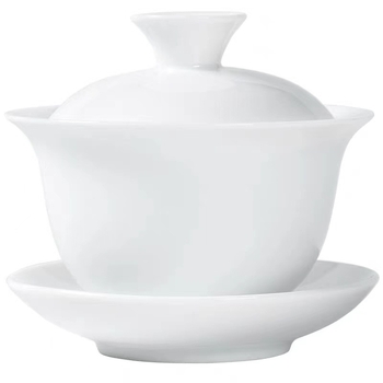 Gaiwan din porțelan alb, mic, pentru maeștrii ceaiului, set din trei piese pentru ceai Kung Fu