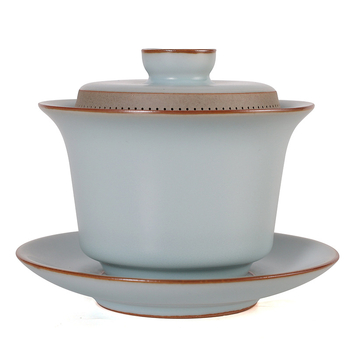 Vas cu capac și filtru propriu, porțelan Ru, debit de apă la 360°, set de ceai ceramic mare, Ceainic Celadon cu mâner