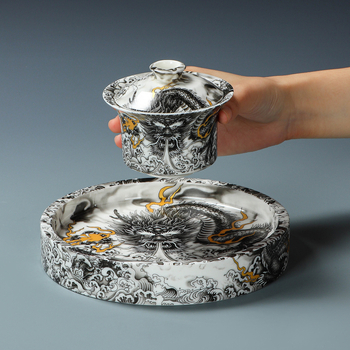 Molong Sancai gaiwan pentru uz casnic, set de ceai kung fu cu infuzor rotativ, logo personalizabil