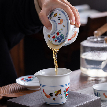 Set de ceai Jingdezhen din porțelan alb de înaltă calitate, cu cești și ceainic cu capac — set ceramic Gongfu, cutie cadou, logo personalizabil