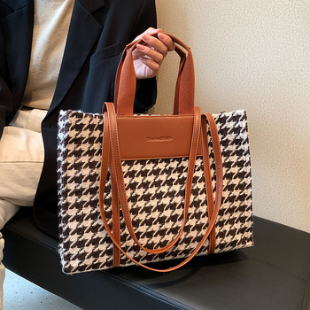 Ženska tote torba s uzorkom houndstooth, s jednim ramenim remenom, 2026 nova kolekcija, velika kapaciteta za svakodnevnu upotrebu