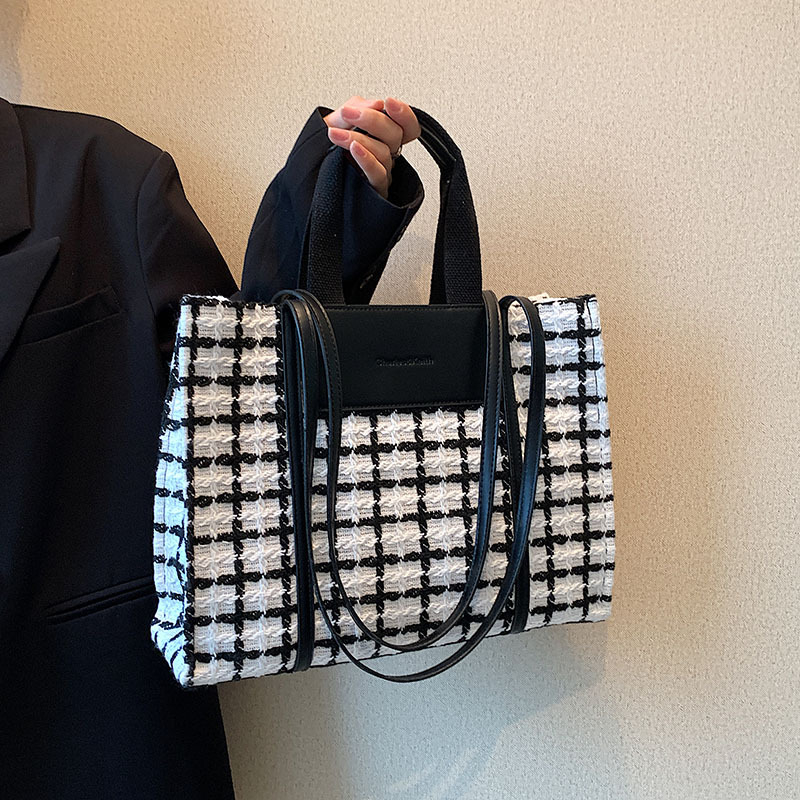 Ženska tote torba s uzorkom houndstooth, s jednim ramenim remenom, 2026 nova kolekcija, velika kapaciteta za svakodnevnu upotrebu