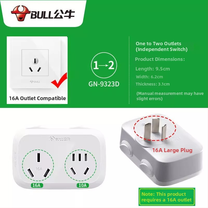 Bull značka viacportový zásuvkový adaptér s USB portmi, adaptér na dva alebo tri kolíky, model 9333 bezdrôtový