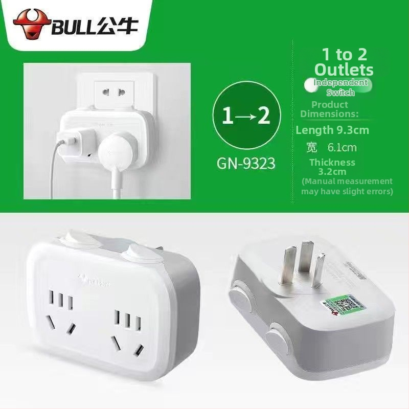 Bull značka viacportový zásuvkový adaptér s USB portmi, adaptér na dva alebo tri kolíky, model 9333 bezdrôtový