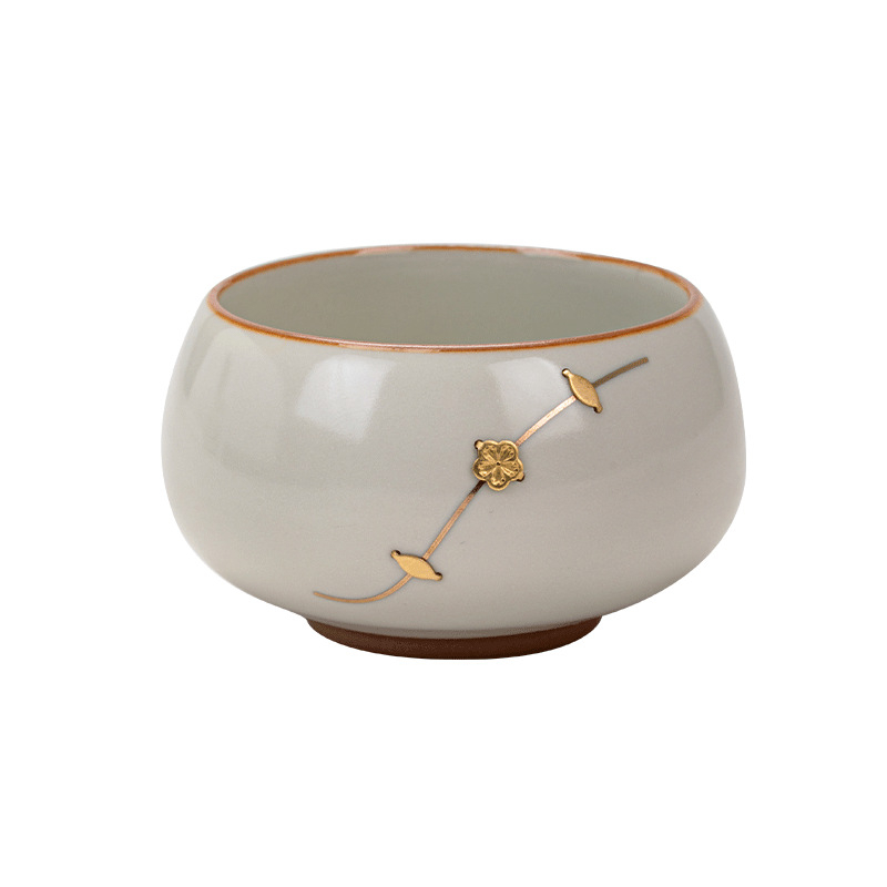 Ceașcă de ceai Huang Ru kiln – stil chinezesc, set premium Kung Fu pentru ceai, ceșcă de ceai din porțelan, ceșcă de degustare, ceramică cu glazură crackle
