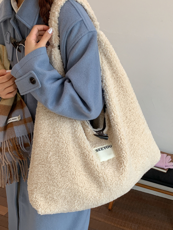 Ženska tote torba u korejskom stilu od platna, velika kapaciteta, slova u kontrastnim bojama, preko ramena ili crossbody