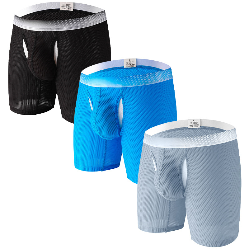 Duge muške bokserice od Ice Silk materijala, mekane i prozračne, protiv trenja, produžena verzija