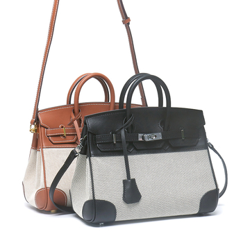 Ženska Platinum torba od prave kože i platna, s remenom za rame i crossbody, Napa koža, retro platno