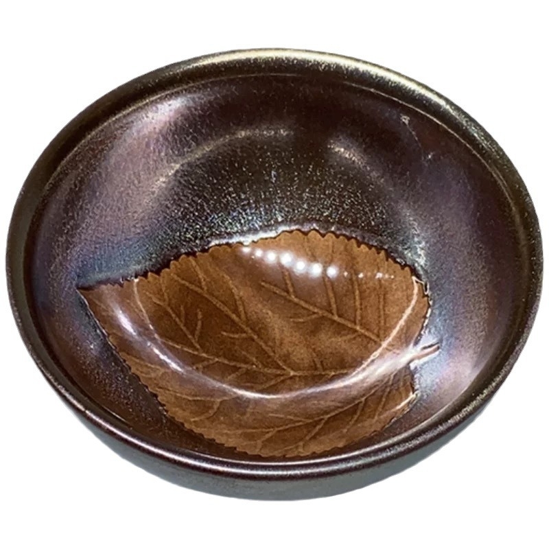 Ceașcă de ceai Jianzhan cu model Zijin Wood-Leaf, gură îngustă, ceramică Kung Fu