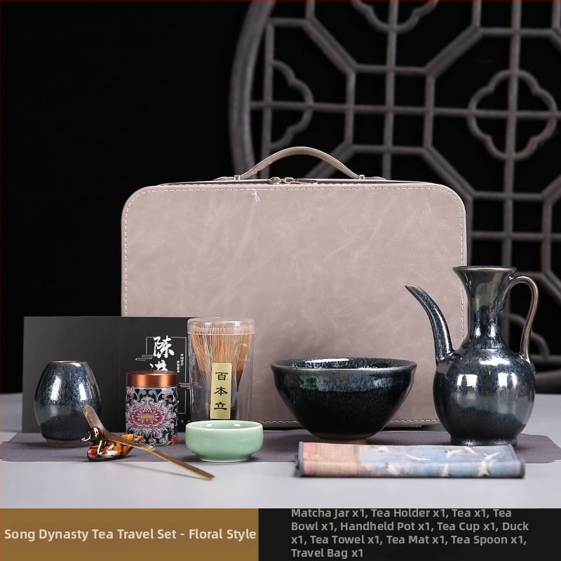 Set japonez Jianzhan pentru matcha, cu perie din bambus și boluri pentru ceremonia ceaiului