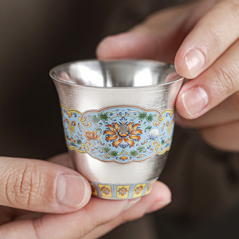 Ceșcă ceramică de ceai cu motiv floral filigran, placată cu argint, pentru uz casnic, ceașcă personală de degustare a ceaiului