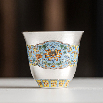 Ceșcă ceramică de ceai cu motiv floral filigran, placată cu argint, pentru uz casnic, ceașcă personală de degustare a ceaiului