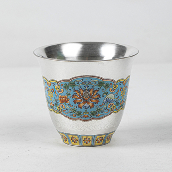 Ceșcă ceramică de ceai cu motiv floral filigran, placată cu argint, pentru uz casnic, ceașcă personală de degustare a ceaiului