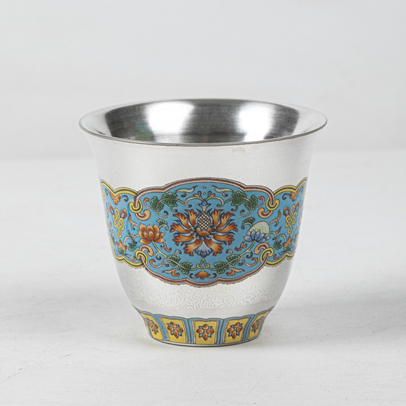 Ceșcă ceramică de ceai cu motiv floral filigran, placată cu argint, pentru uz casnic, ceașcă personală de degustare a ceaiului