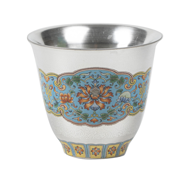 Ceșcă ceramică de ceai cu motiv floral filigran, placată cu argint, pentru uz casnic, ceașcă personală de degustare a ceaiului