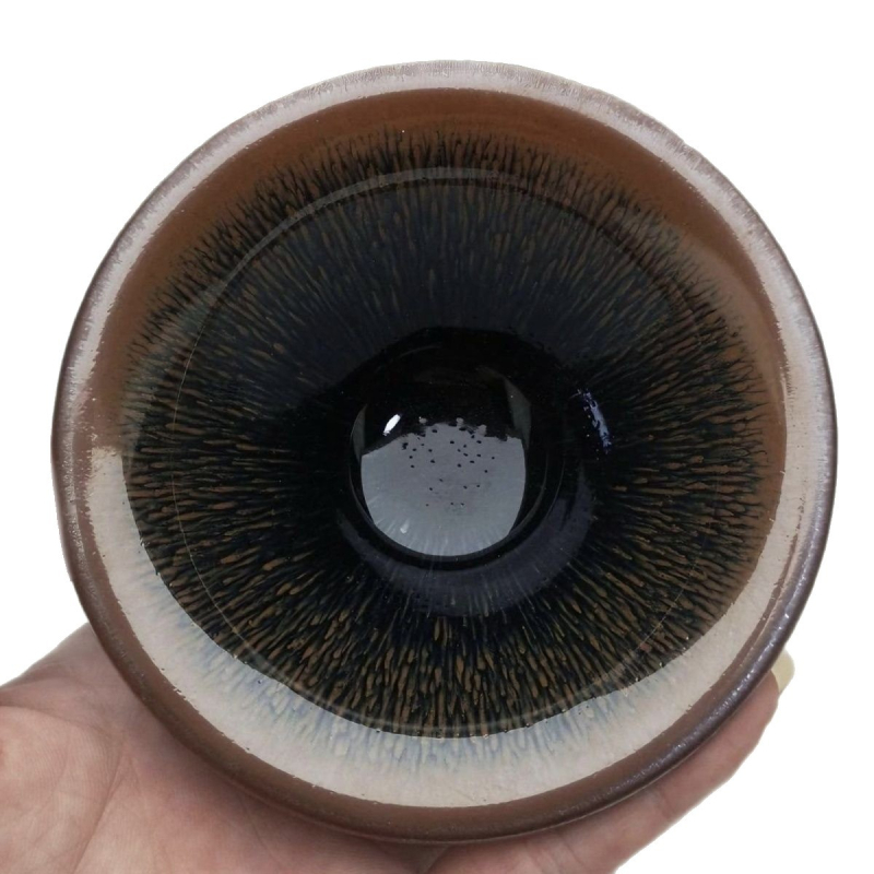 Ceașcă de ceai cu design din păr de iepure, ceașcă ceramică conică, ceașcă de ceai cu glazură minerală originală, mărime medie, set de ceai premium