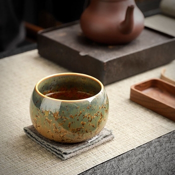 Cească de ceai din porțelan cu motiv ginkgo, pentru uz personal, unică, ceramică
