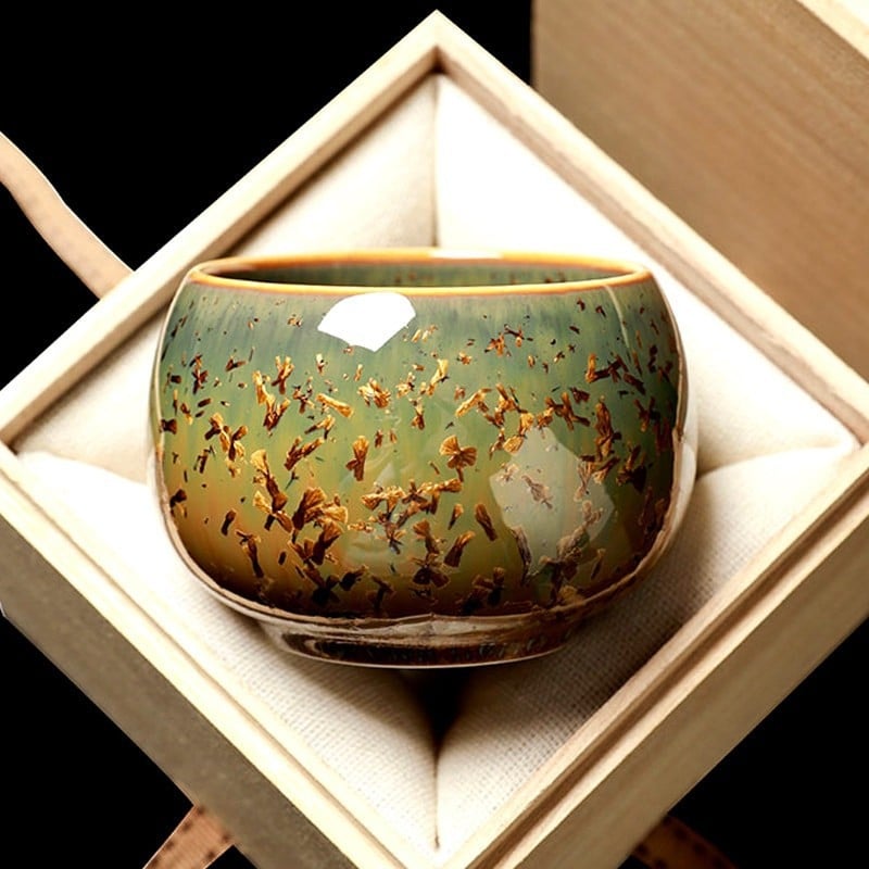 Cească de ceai din porțelan cu motiv ginkgo, pentru uz personal, unică, ceramică