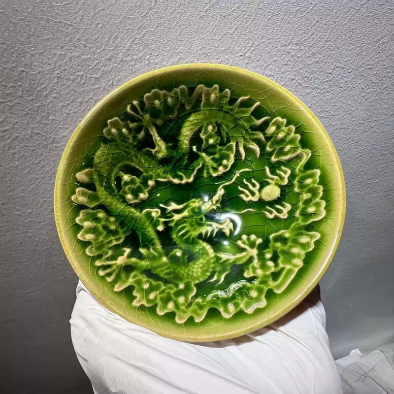 Ceșuță de ceai Jianyang Jianzhan cu glazură crăpată în stil Ice Crack, motiv Dragon și Phoenix, Cai Shoulong, ceramică arsă pe lemn, pentru degustare de ceai