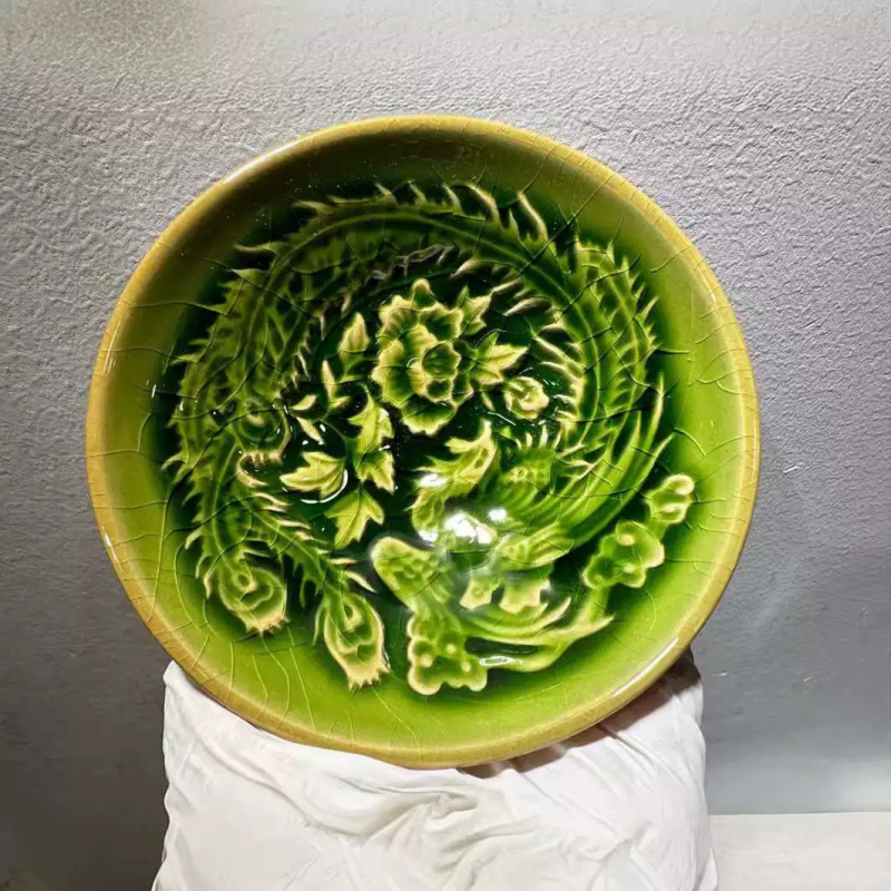 Ceșuță de ceai Jianyang Jianzhan cu glazură crăpată în stil Ice Crack, motiv Dragon și Phoenix, Cai Shoulong, ceramică arsă pe lemn, pentru degustare de ceai