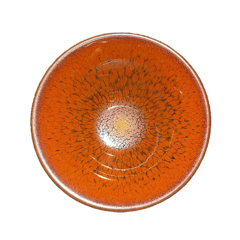 ceașcă de ceai ceramică Jianyang cu glazură Oil-Spot Red Partridge și margine înclinată, stil maestru