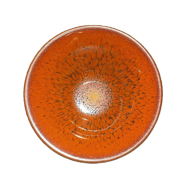 ceașcă de ceai ceramică Jianyang cu glazură Oil-Spot Red Partridge și margine înclinată, stil maestru