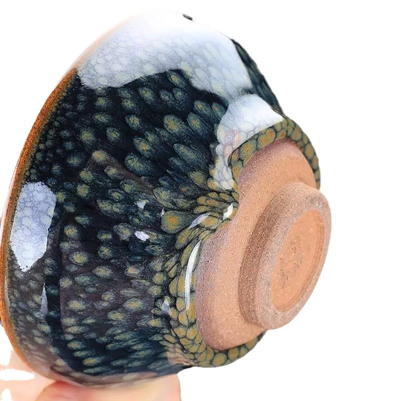 ceașcă de ceai Jianzhan «Green Partridge», ceramică de înaltă calitate pentru uz personal, gură îngustă