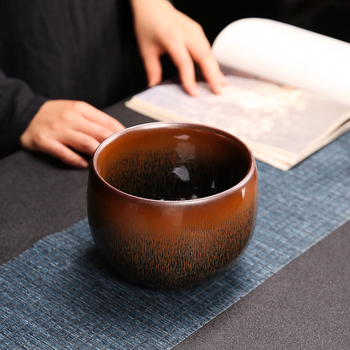 Jianyang Jianzhan: glazură minerală originală, ceramică lucrată manual, corp din fier, ars cu lemn, textură păr de iepure, Kirin albastru, ceașcă Tianmu pentru spălatul ceaiului, intrare apă, vas pentru zaț de ceai